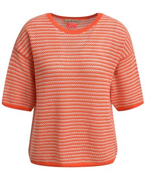 Smith & Soul Strickpullover STRIPED HALF SLV CROCHET PULLOVER - Pink