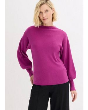 bonprix Strickpullover Mit Ballonärmeln, Unifarben - Pink