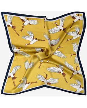 MayTree Seidentuch quadratisch Kranich 53x53, Nickituch, Bandana-Schal, (Stück), 100% Seide - Mettallic