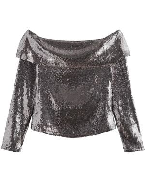 Next Paillettenshirt Bardot-Oberteil mit Pailletten (1-tlg) - Grau
