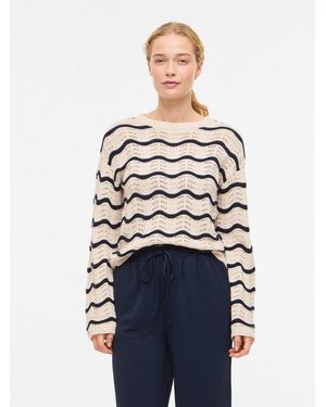 Vila Strickpullover Viwave O-Neck Ls Pointelle Knit Top-Noos - Blau