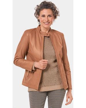 Goldner Allwetterjacke Kurzgröße: Hochwertige, zeitlose Echt-Lederjacke - Braun