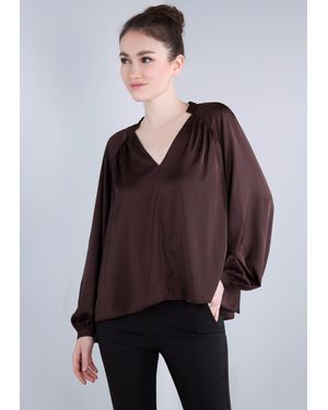 Imperial Blusenshirt in satinierter Optik - Schwarz