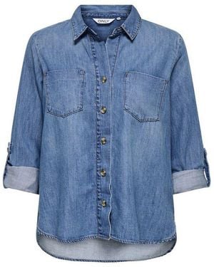 ONLY Langarmhemd Asmin Denim (1-Tlg) - Blau