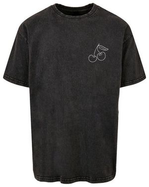 Merchcode T-Shirt Herren Cherry Acid Washed Oversize Tee (1-Tlg) - Schwarz