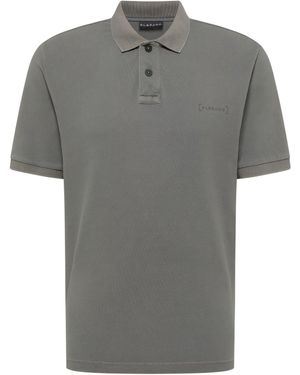 Elbsand Poloshirt Len Gerippter Flachstrickkragen, normal geschnitten - Grau