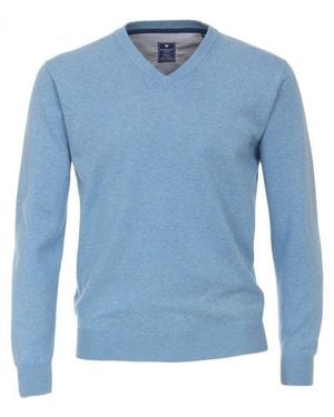 Redmond V-Ausschnitt-Pullover Casual Herren Pullover Langarm V-Neck Comfort Hellblau