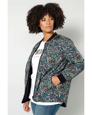 Sara Lindholm Steppjacke -Wendejacke Stepp in Farbe/Blumen Langarm - Grau