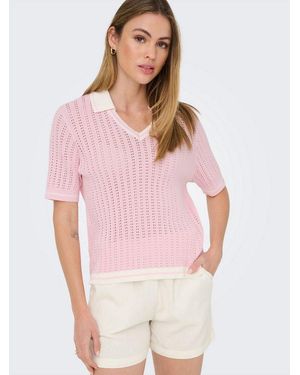 ONLY Polokragenpullover Onlsporti Ss Polo Knt Noos Baumwolle, Regular Fit - Pink
