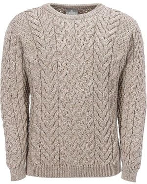 Carraig Donn Strickpullover handgestrickt aus Irland - Grau