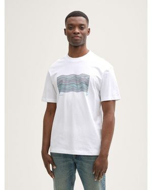 Tom Tailor Relaxed Fit T-Shirt mit Print - Weiß