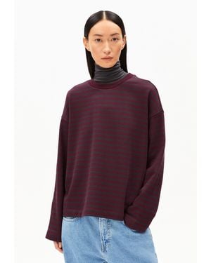 ARMEDANGELS Sweatshirt FRANKAA MAARLEN STRIPE Oversized Fit - Lila