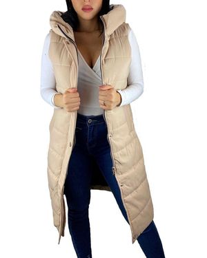 Worldclassca Longweste DAMEN STEPPWESTE LANG KAPUZE WESTE ÄRMELLOS OUTDOOR - Blau