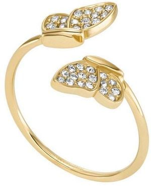 Fossil Fingerring Schmuck Geschenk Edelstahl Sutton Schmetterling, Mit Glasstein - Schwarz