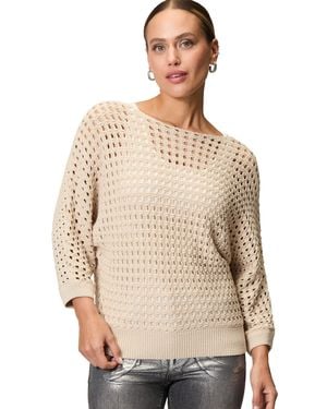 Zero Strickpullover Pullover mit (1-tlg) Lochmuster - Natur