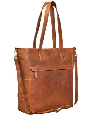 Benthill Shopper Echt Leder Groß Ledertasche Umhängetasche Handtasche Vintage - Braun