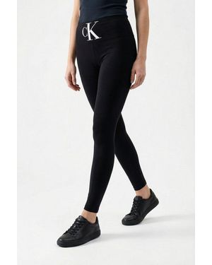 Calvin Klein Leggings Ckj Legging 1P High-Waist Monogram Komfortabler Bund - Schwarz