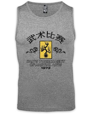 Urban Backwoods Tanktop Han's Tournament I Ärmelloses T-Shirt Enter Symbol Sign Dragon Logo Martial Bruce Arts Kung - Grau