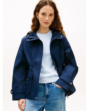 Tommy Hilfiger Outdoorjacke Cotton Nylon Utility Short Parka Mit Verdecktem Reißverschluss - Blau