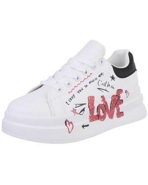 Ital-Design Damen Low-Top Freizeit Sneaker (88519169) Flach Sneakers Low - Weiß