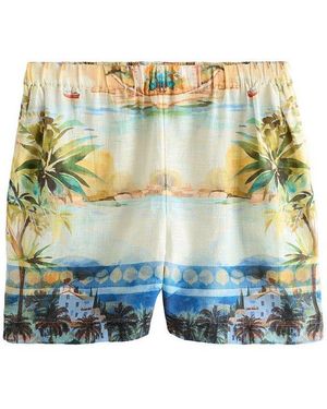 Next Shorts Shorts Mit Elastikbund Und Leinenanteil (1-Tlg) - Blau