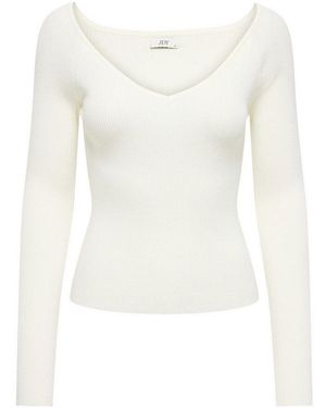Jdy Strickpullover Nanna L/S V-Neck Pullover Knt, Cloud Dancer - Weiß