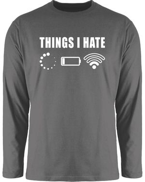 Shirtracer Rundhalsshirt Things I hate weiß Sprüche Statement mit Spruch - Grau