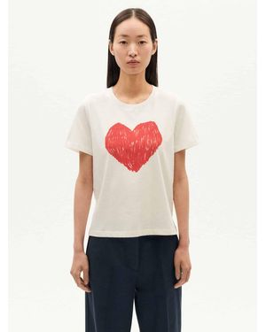 Thinking Mu Print- Heart Ida T-Shirt - Weiß
