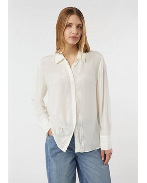 Comma, Langarmbluse Bluse Semi-Transparente Bluse Aus Viskose-Crêpe - Weiß