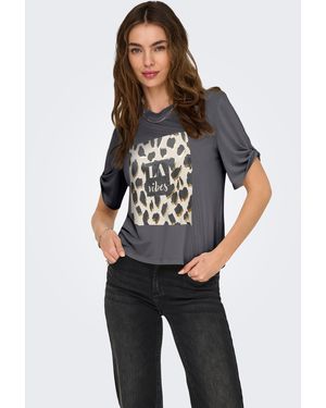 ONLY Kurzarmshirt ONLFREE LIFE /S CREATE TOP BOX JRS - Grau