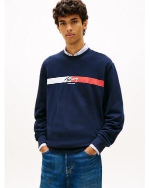 Tommy Hilfiger Sweatshirt Tjm Regular Sign Stripe Regular Fit Mit Markenprint - Blau