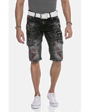 Cipo & Baxx Jogg Pants Bermuda & Short mit Reißverschluss-Verzierungen, CK224 - Grau