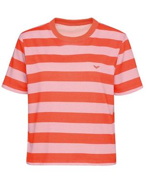 Trigema T- Heavy Oversized Shirt mit Ringelmuster (1-tlg) - Rot