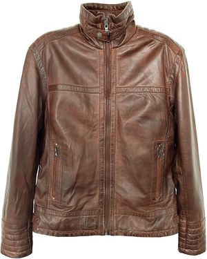 C.B.L. Lederjacke MQ-45467 mit kurzen stehkragen - Braun