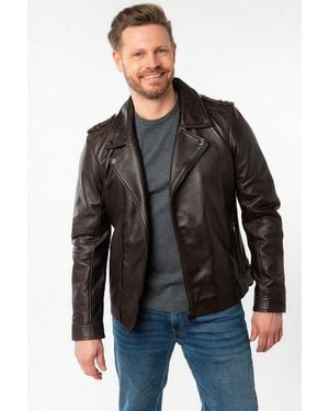 Mauritius Lederjacke Mmribano Sf Mit Reverskragen - Schwarz