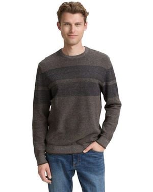 Tom Tailor Strickpullover Im Streifen-Look - Grau