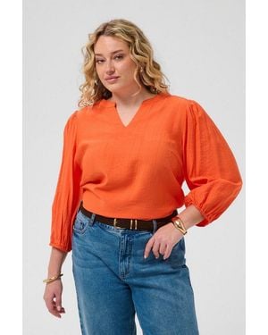 Kaffe Langarmbluse Langarm-Bluse Kcalberte Große Größen - Orange