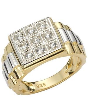 Firetti Fingerring Schmuck Geschenk Silber 925 Herrenring Silberring Siegelring Pavé, Mit Zirkonia (Synth) - Mettallic