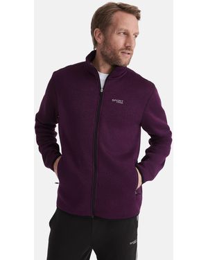 Stooker Men Sweatjacke JOEL Knit Strick-Fleecejacke fleece Straight Fit Casual Sherpa - Lila