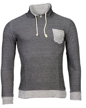 Banco Longpullover Langarmshirt mit Brusttasche und Kordelzug - Grau