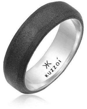 Kuzzoi Silberring Herren Bandring Basic 925 Silber - Schwarz