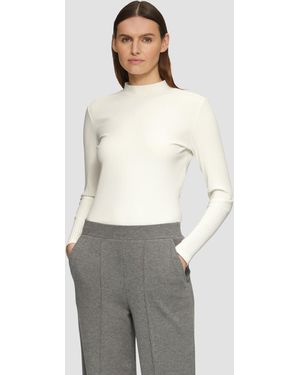 S.oliver Langarmshirt mit Rippstruktur und Stehkragen - Weiß