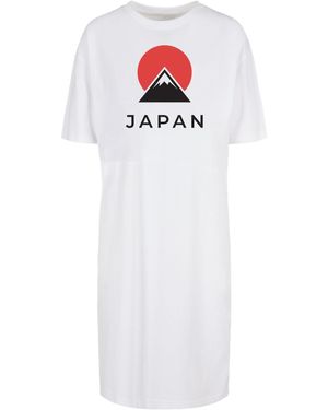 Merchcode Shirtkleid Ladies Japan Organic Oversized Slit Tee Dress (1-tlg) - Weiß