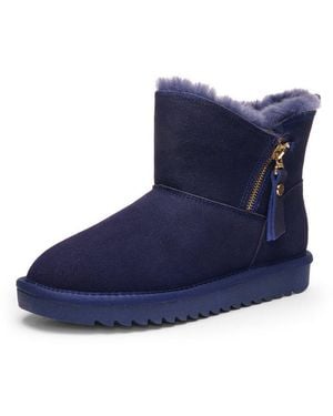 Ara Alaska Short Zip Winterboots Stiefel Aus Echtem Lammfell, G-Weite (Weit) - Blau