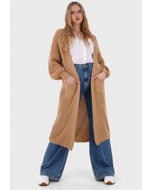 YC Fashion & Style Longstrickjacke Strickjacke Cardigan Verschlusslos mit Einschubtaschen Basic - Blau