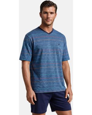 Hajo Pyjama Premium Cotton (Set, 2 tlg) Schlafanzug - Blau