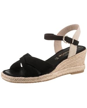 Tamaris Keilsandalette, Riemchensandale, Sommerschuh Mit Modischer Kreuzbandage - Schwarz
