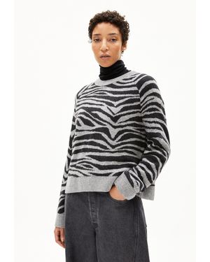 ARMEDANGELS Strickpullover LILIRIAA ZEBRARAA Pullover aus Bio-Woll Mix Loose Fit - Grau