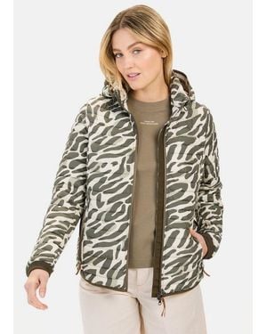 Camel Active Blouson Mit Animal Print Langarm Markenlabel - Weiß
