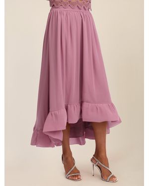 Apart Maxirock mit Volantsaum und High-Low-Schnitt - Pink